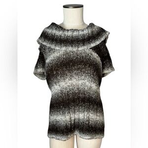 Mercer And Madison Gray Brown OmbrΓ© Short Sleeve Cowl Neck Tunic Sweater Sz M